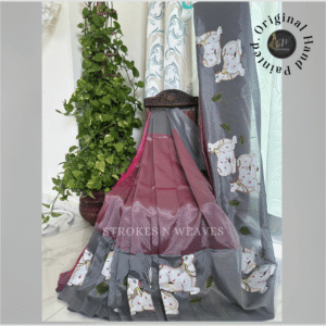 Hand Painted Elegant Mangalgiri Silk Saree - GP6