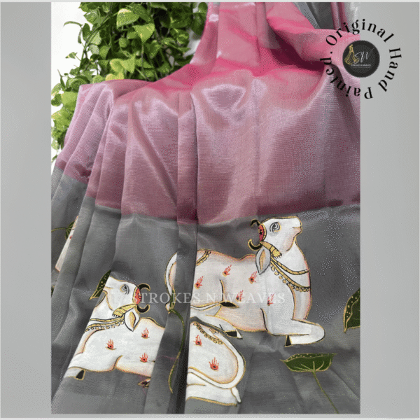 Hand Painted Elegant Mangalgiri Silk Saree - GP6 - Image 2