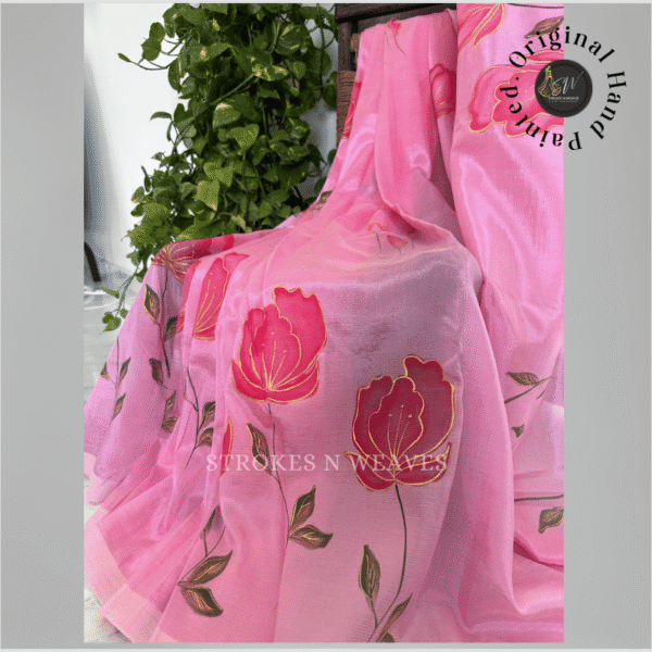 Hand Painted Elegant Mangalgiri Silk Saree - P5 - Image 2